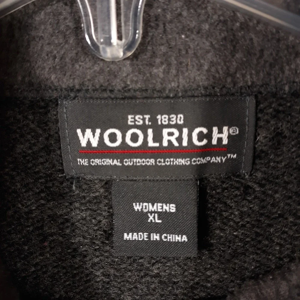 Woolrich Wool Sweater Womens XL Onyx Heather Fair Isle Gray Button Up Vintage